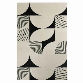 Maxwell Black and White Art Deco Rugmodern color block patchwork rug