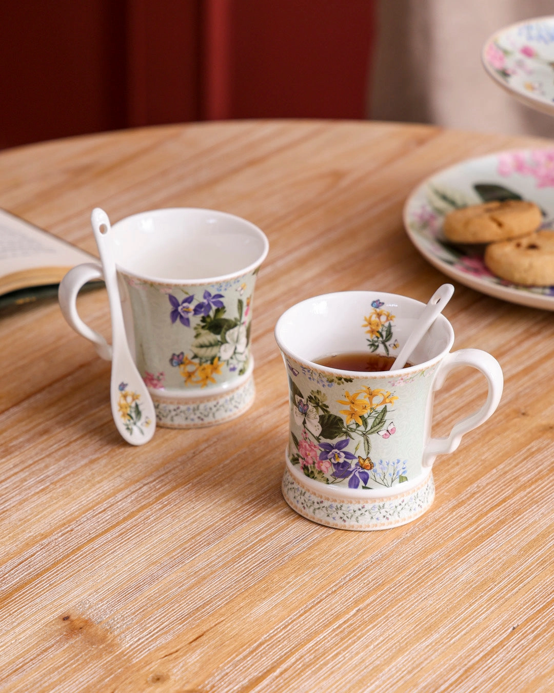 Meadow Butterfly Mug With Spoon- Set Of 2