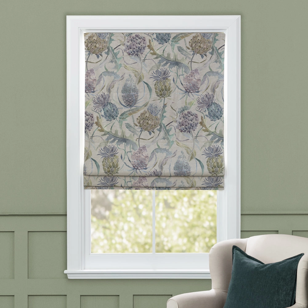 Meadwell Printed Velvet Made to Measure Roman Blinds Periwinkle