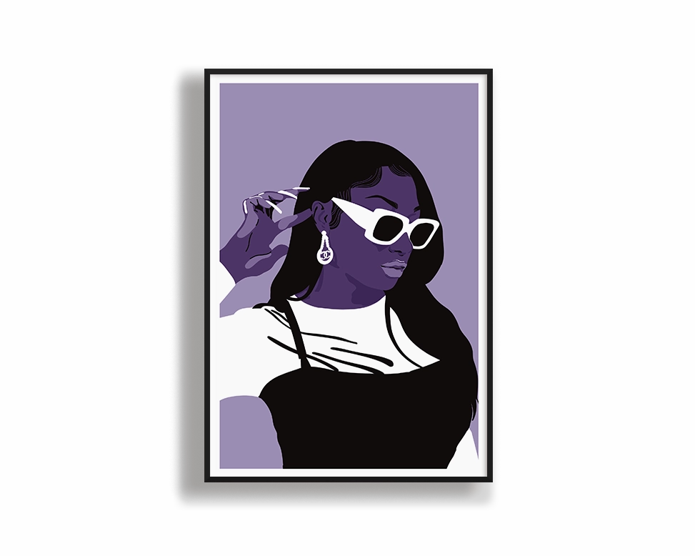Megan Thee Stallion Illustrated Portraitmodern abstract painting decor
