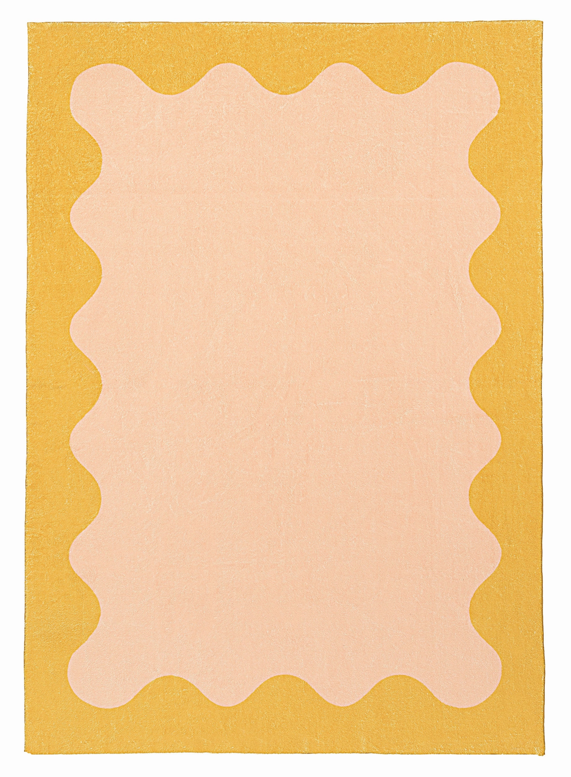 Melody Pink and Yellow Wiggle Bordered Washable Rugmodern color block patchwork rug