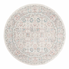 Melrose Cream and Pink Traditional Round Rugmodern color block patchwork rug