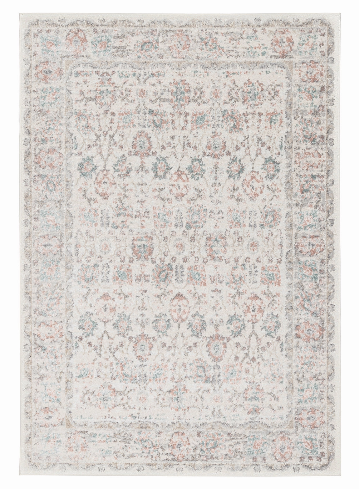 Melrose Cream and Pink Traditional Rugmodern color block patchwork rug