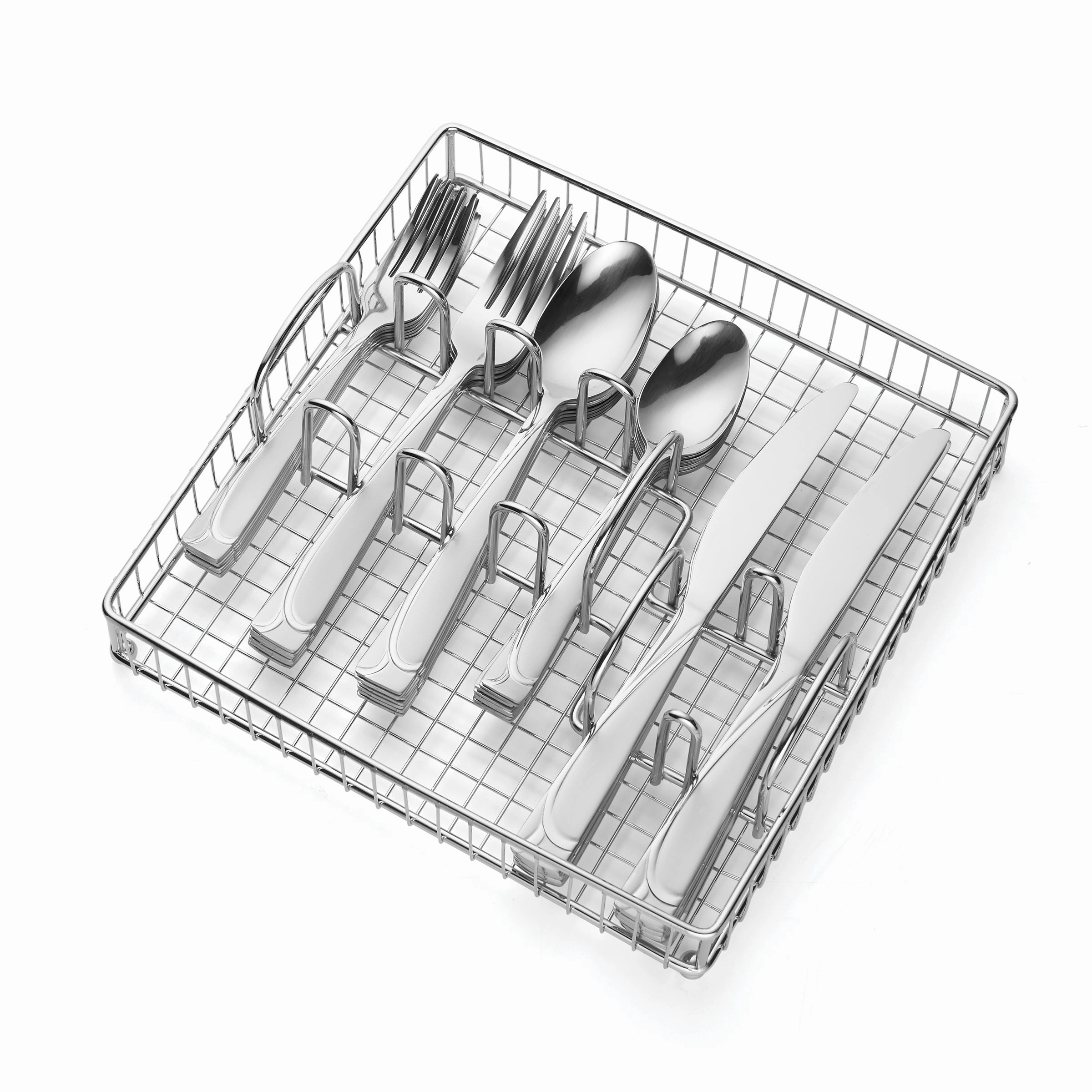 Mena Frost 40 Piece Flatware Set with Chrome Caddy
