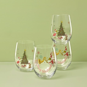 Merry Grinchmas Glass Tumblers - Set Of 4glass cups ,personalized mugs 