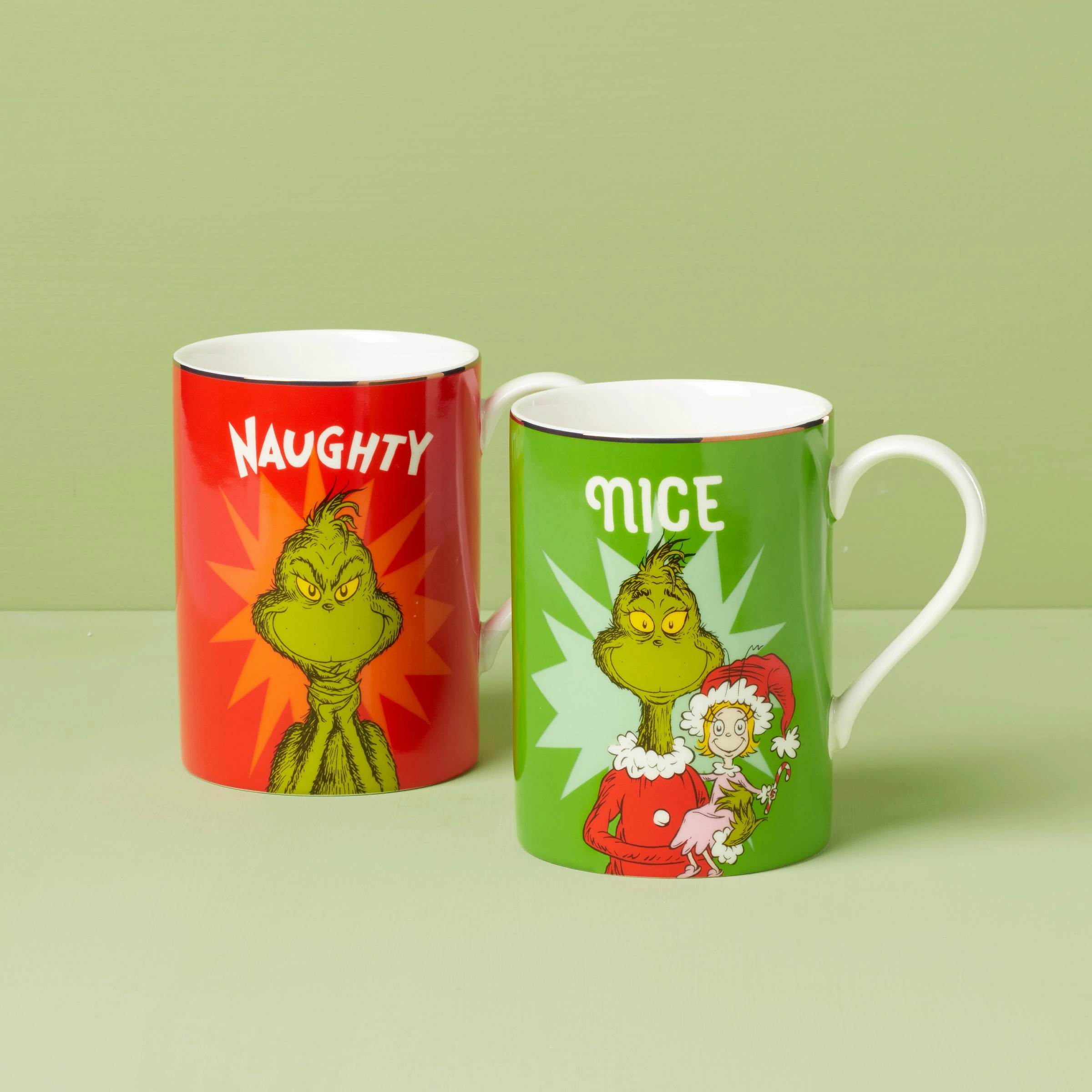 Merry Grinchmas Naughty & Nice Mug Setglass cups ,personalized mugs 