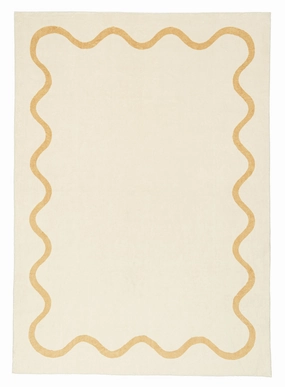 Micah Brown and Beige Wiggle Bordered Washable Rugmodern color block patchwork rug