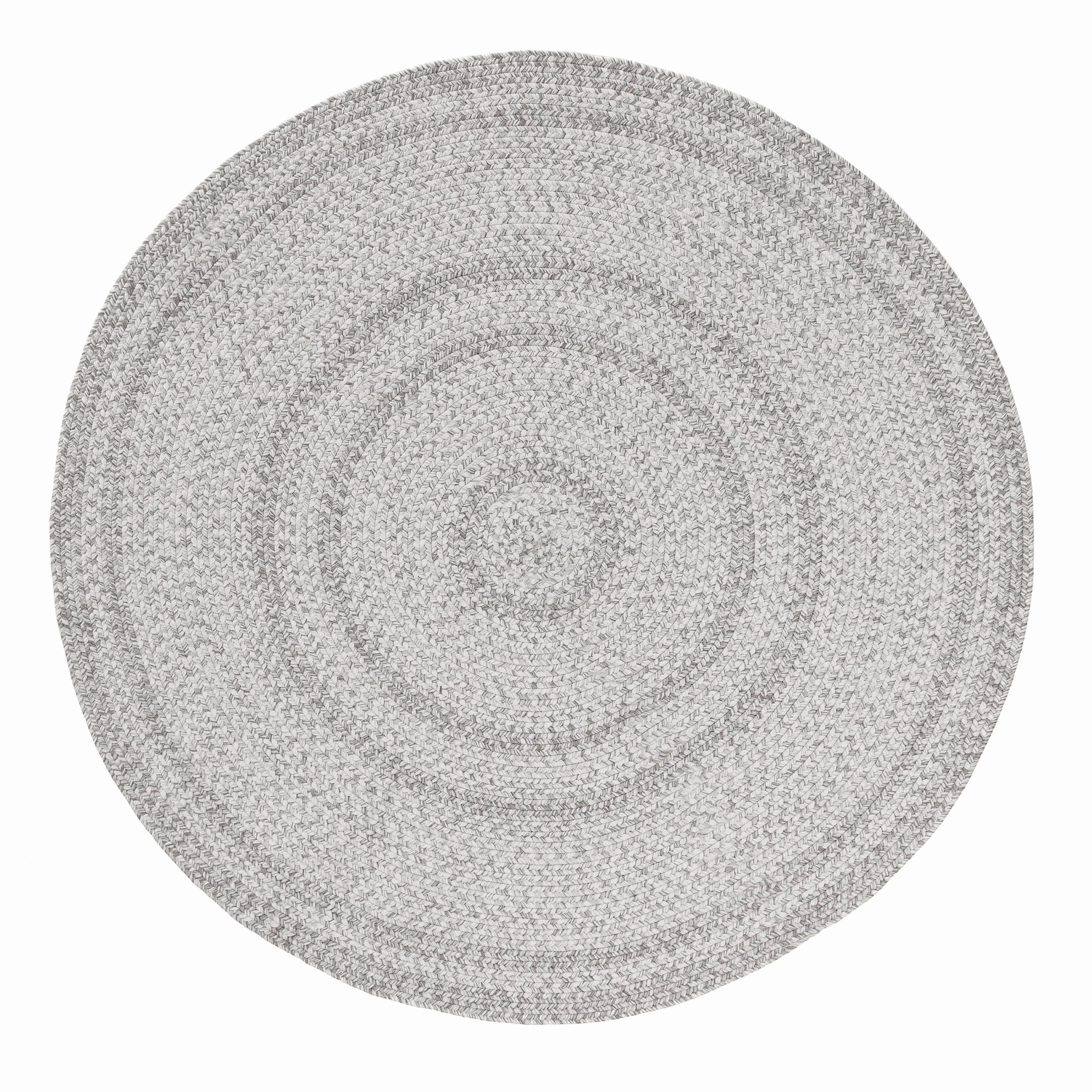 Mika Grey Braided Flatweave Indoor Outdoor Round Rugmodern color block patchwork rug