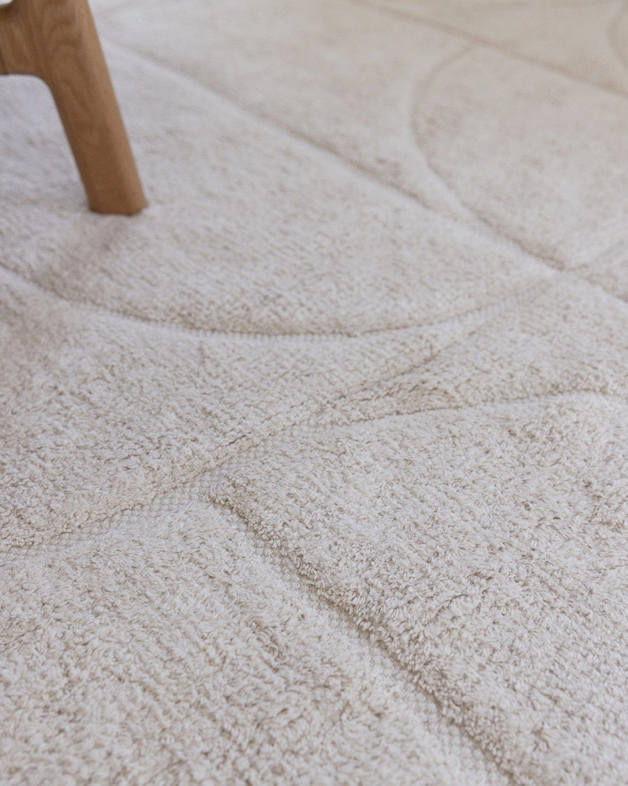 Mikaela Cream Beige Abstract Cotton Washable Rug
