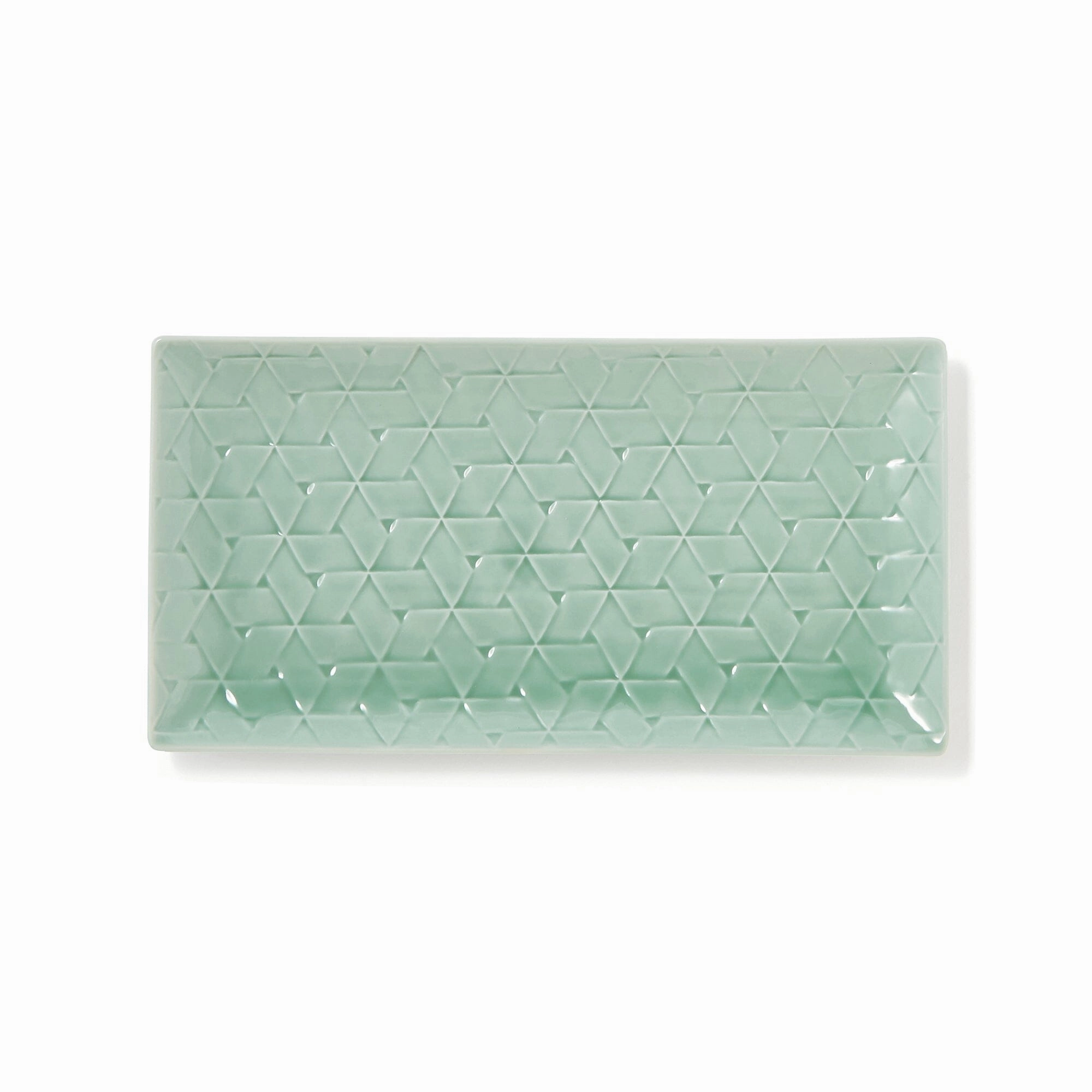 Mino Rectangular Plate Medium Greenhand-painted ceramic bowl