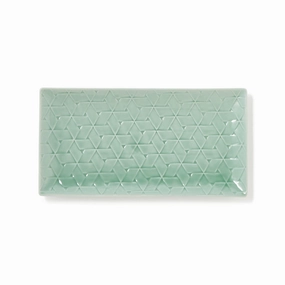 Mino Rectangular Plate Medium Greenhand-painted ceramic bowl
