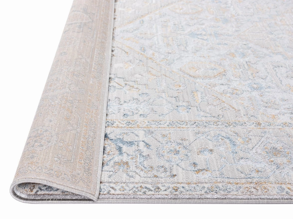 Mira Grey Tan And Blue Lustrous Traditional Rug *NO RETURNS UNLESS FAULTY