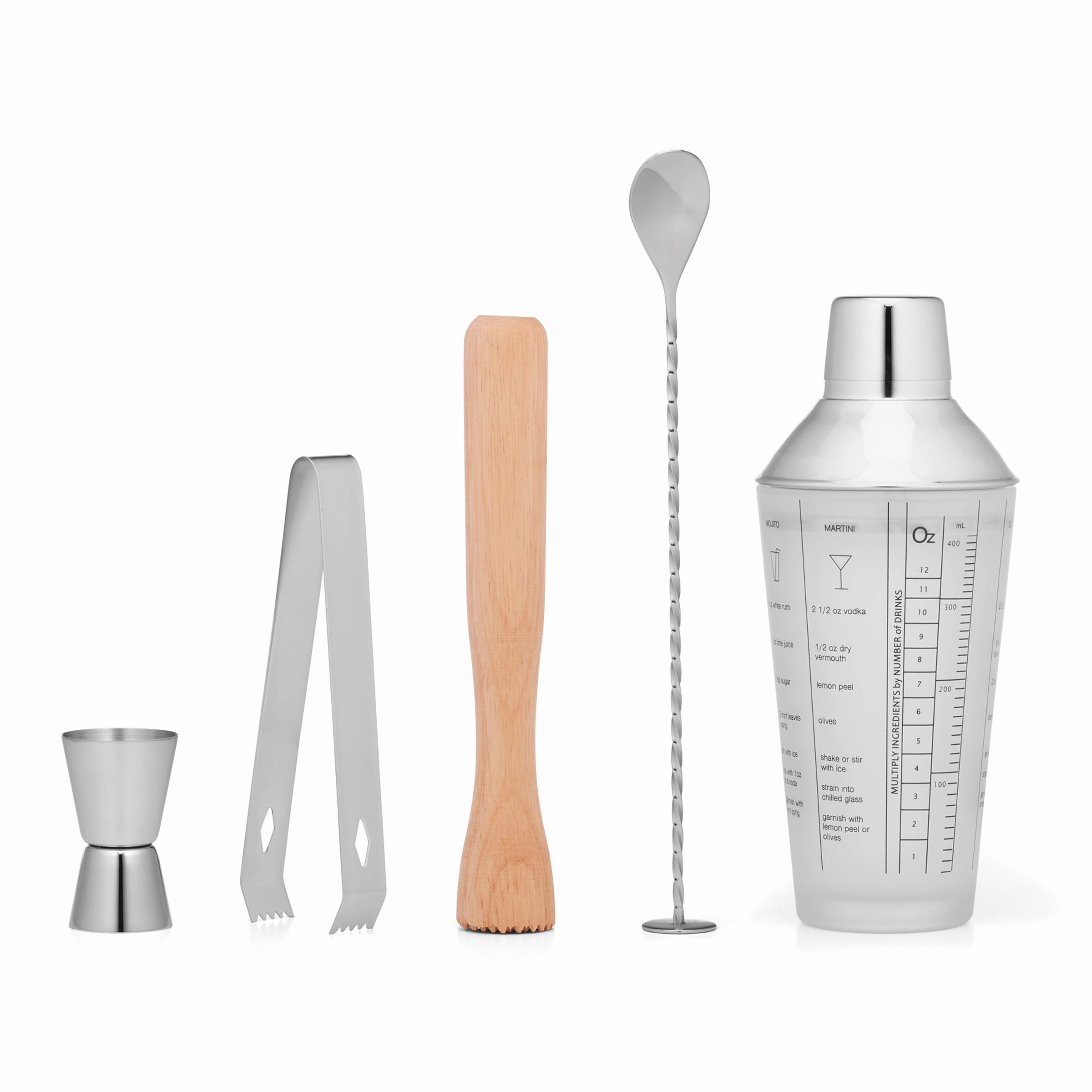 Mixology Shaker Tool Set 5 pc