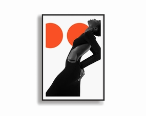 Model Art Portrait Orange Circlesmodern abstract painting decor