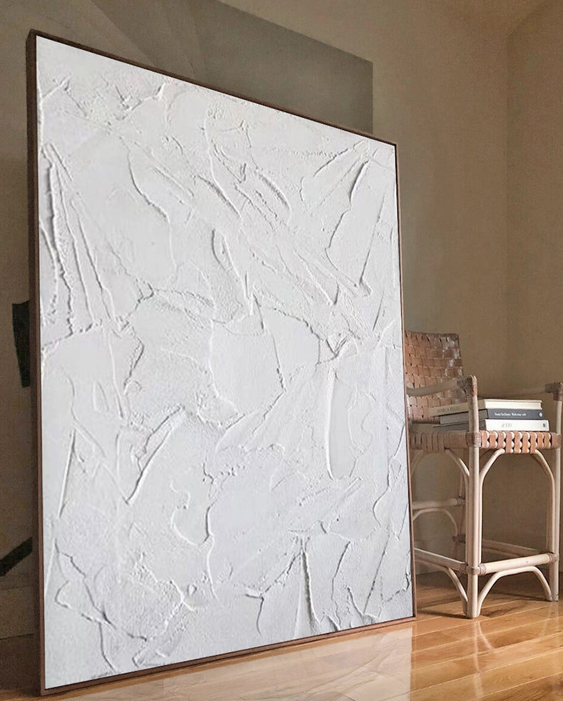 Modern Abstract White Oil Painting