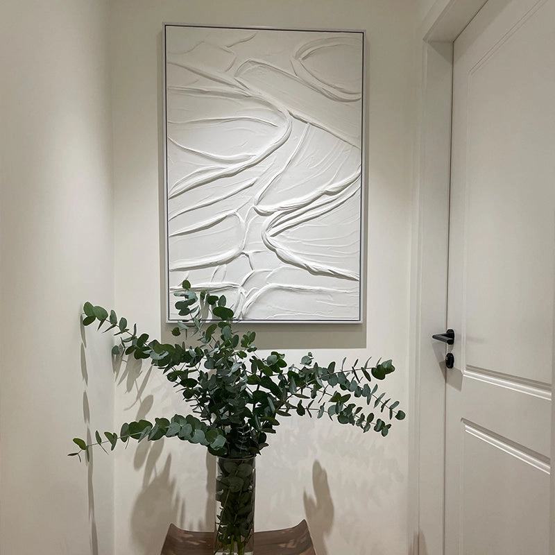 Modern Abstract White Oil Painting