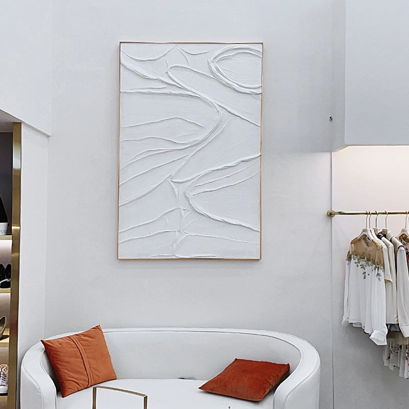 Modern Abstract White Oil Painting