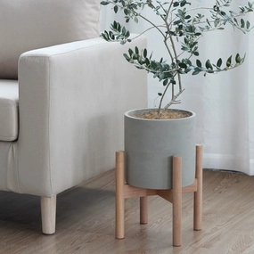 Modern Concrete Plant Pot With Wood Standhome decoration ,modern home decor 