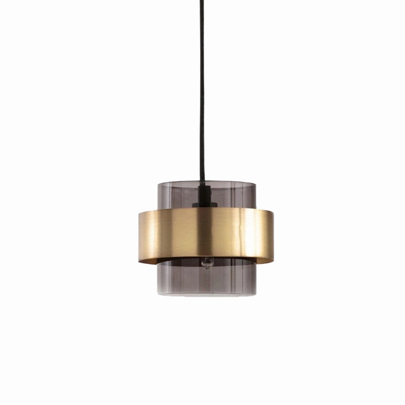 Modern Gold and Smokey Glass Pendant Light