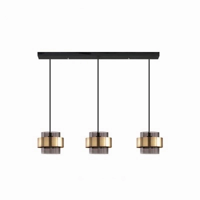 Modern Gold and Smokey Glass Pendant Light