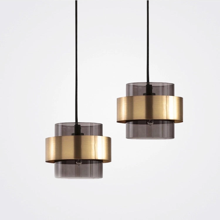 Modern Gold and Smokey Glass Pendant Light
