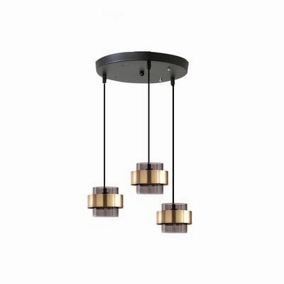 Modern Gold and Smokey Glass Pendant Light