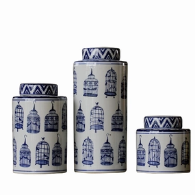 Modern Oriental Blue and White Ceramic Containerhome decoration ,modern home decor 