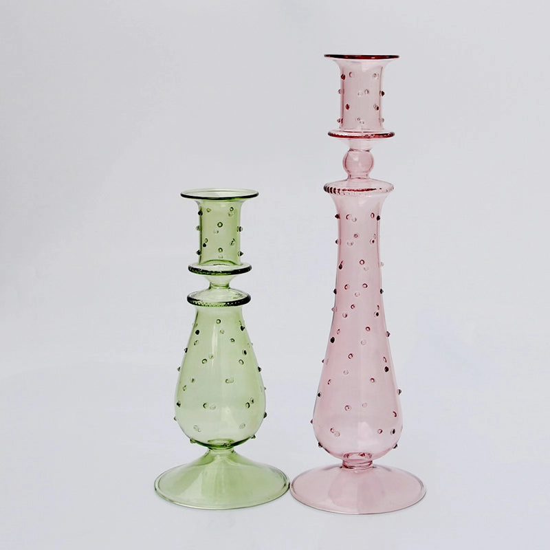 Modern Vintage Glass Candlestick Holders