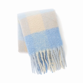 Mohair Like Scarf Check Bluebedding sets ,throw blankets 