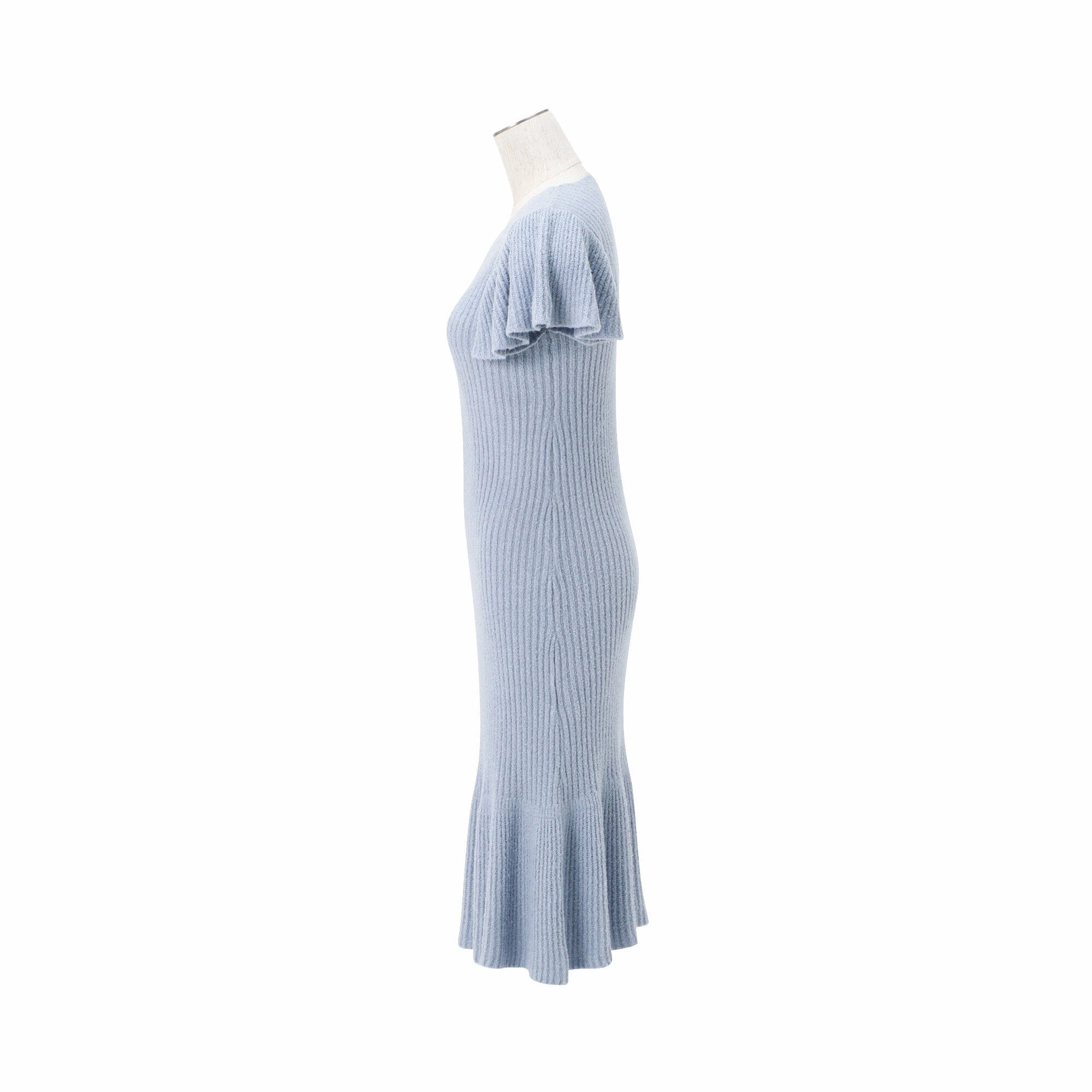 Moist Feather Knit Glitter Dress Blue