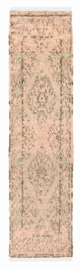 Monika Peach and Green Abstract Diamond Wool Runner Rugmodern color block patchwork rug