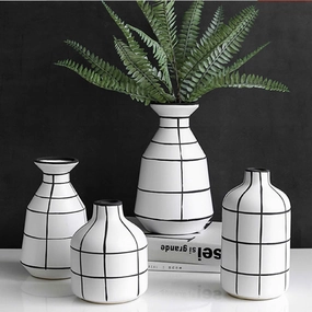 Monochrome Tile Pattern Vaseshome decoration ,modern home decor 