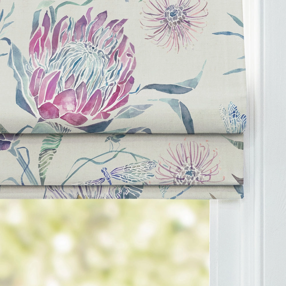 Moorehaven Printed Cotton Made to Measure Roman Blinds Loganberry