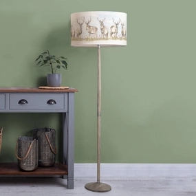 Moorland Stag Eva & Solensis Complete Floor Lamp Grey/Linenreplacement lampshade,White Linen Drum Lampshade for Table or Floor Lamp