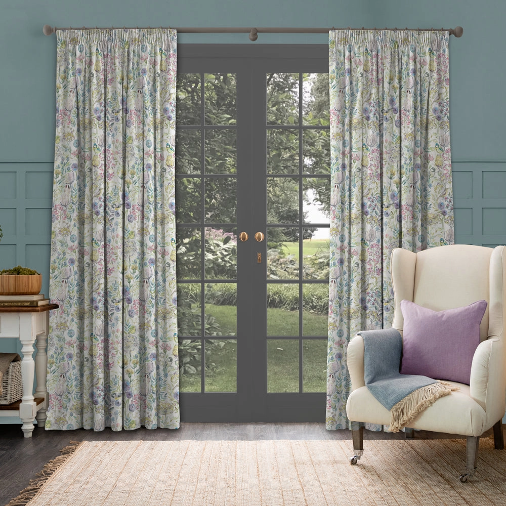 Morning Chorus Printed Made to Measure Curtains Cream