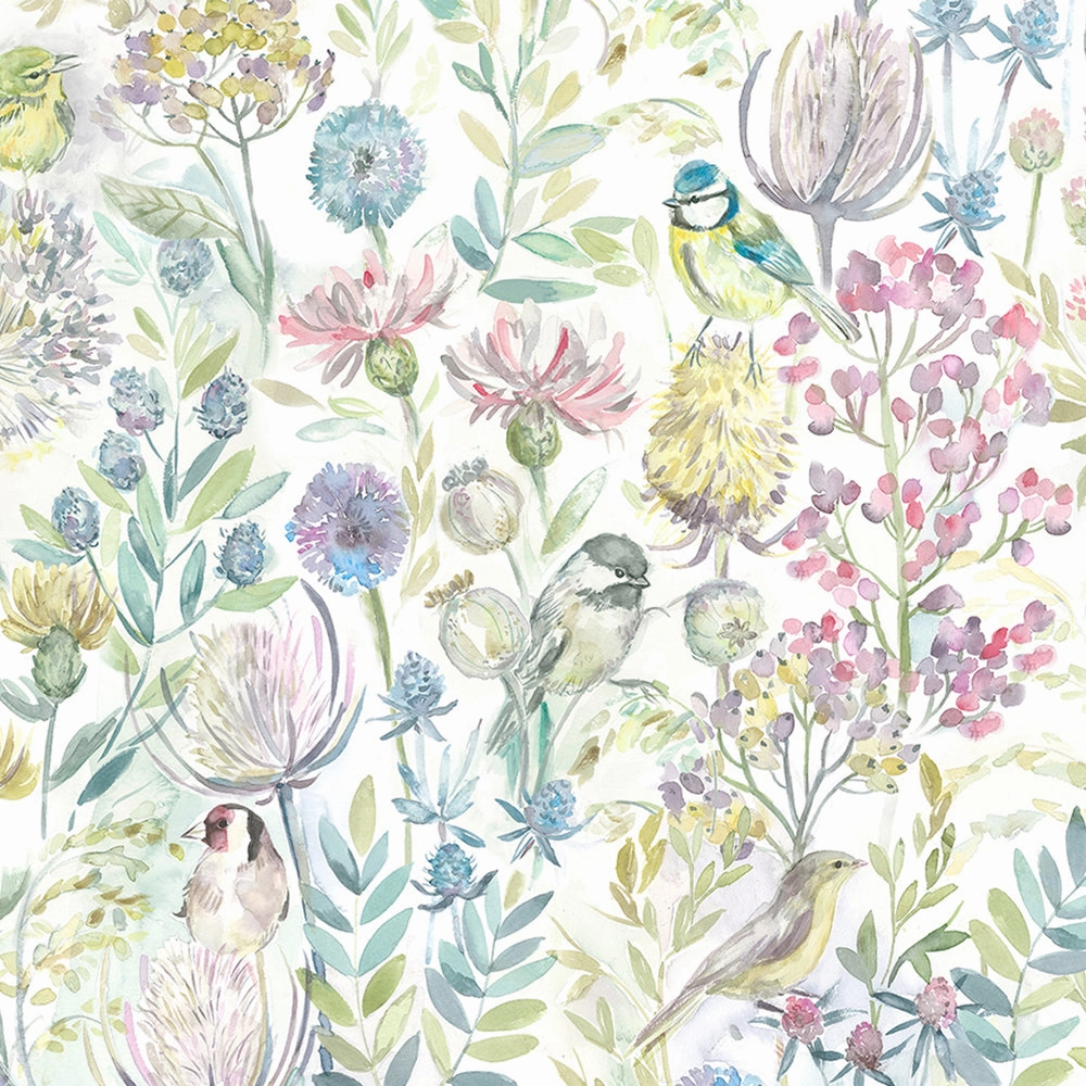 Morning Chorus Printed Made to Measure Curtains Cream