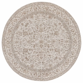 Moselle Beige and Brown Floral Distressed Round Rugmodern color block patchwork rug