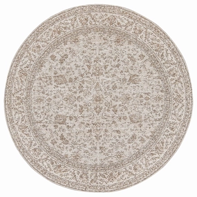 Moselle Beige and Brown Floral Distressed Round Rugmodern color block patchwork rug