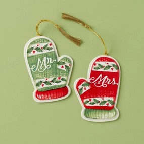 Mr. & Mrs. Mitten Ornaments - Set Of 2home decor ,wall decor 