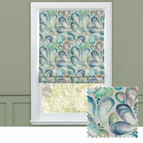 Mussel Shells Printed Cotton Made to Measure Roman Blinds Marinebedding sets ,throw blankets 