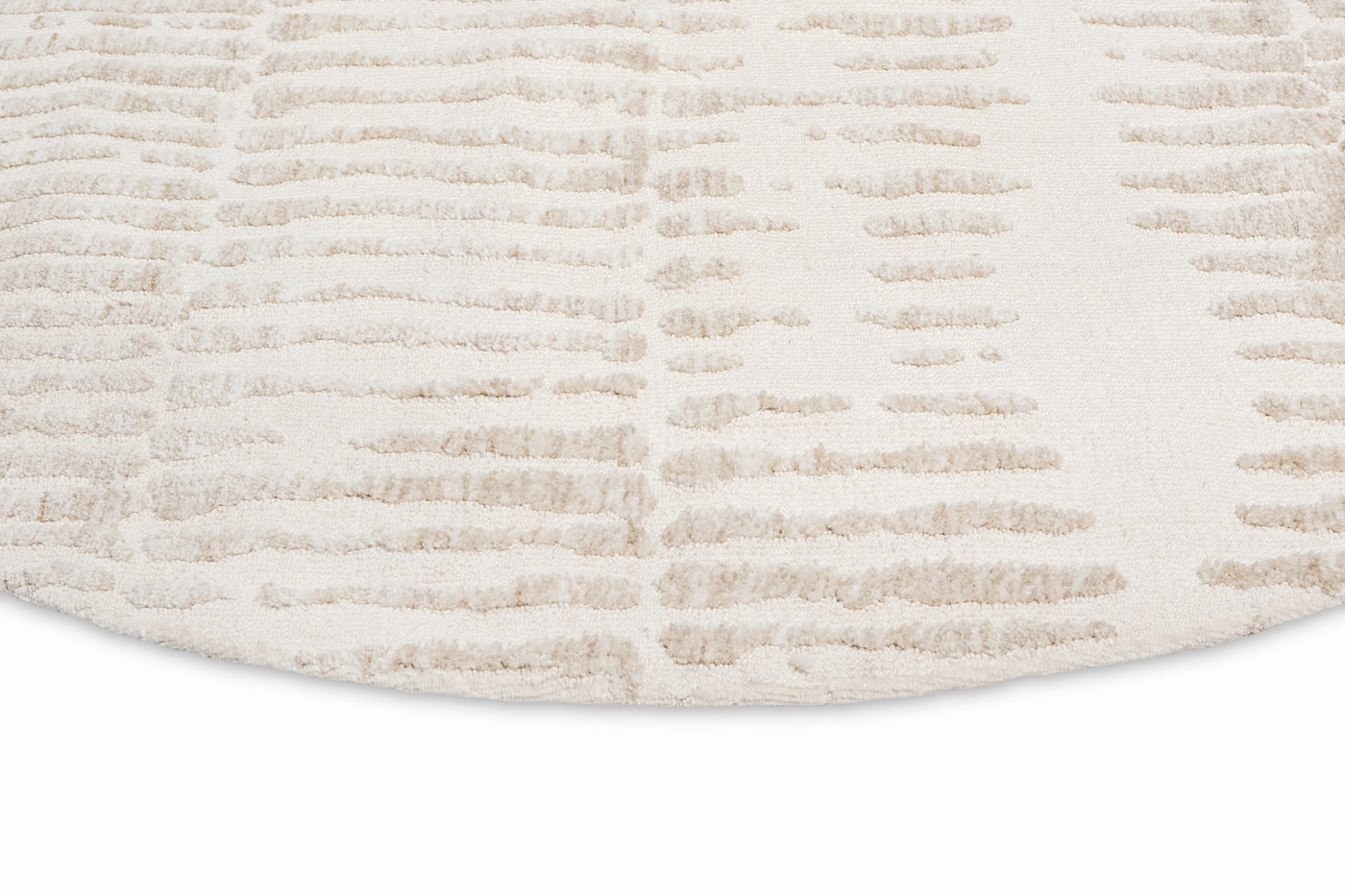 Nahba Ivory And Cream Textured Tribal Round Rug