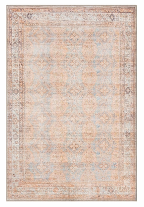 Narem Pink Orange and Blue Traditional Distressed Washable Rugmodern color block patchwork rug