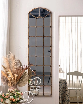 Narrow Arched Grid Wall Mirrornordic style wall decor