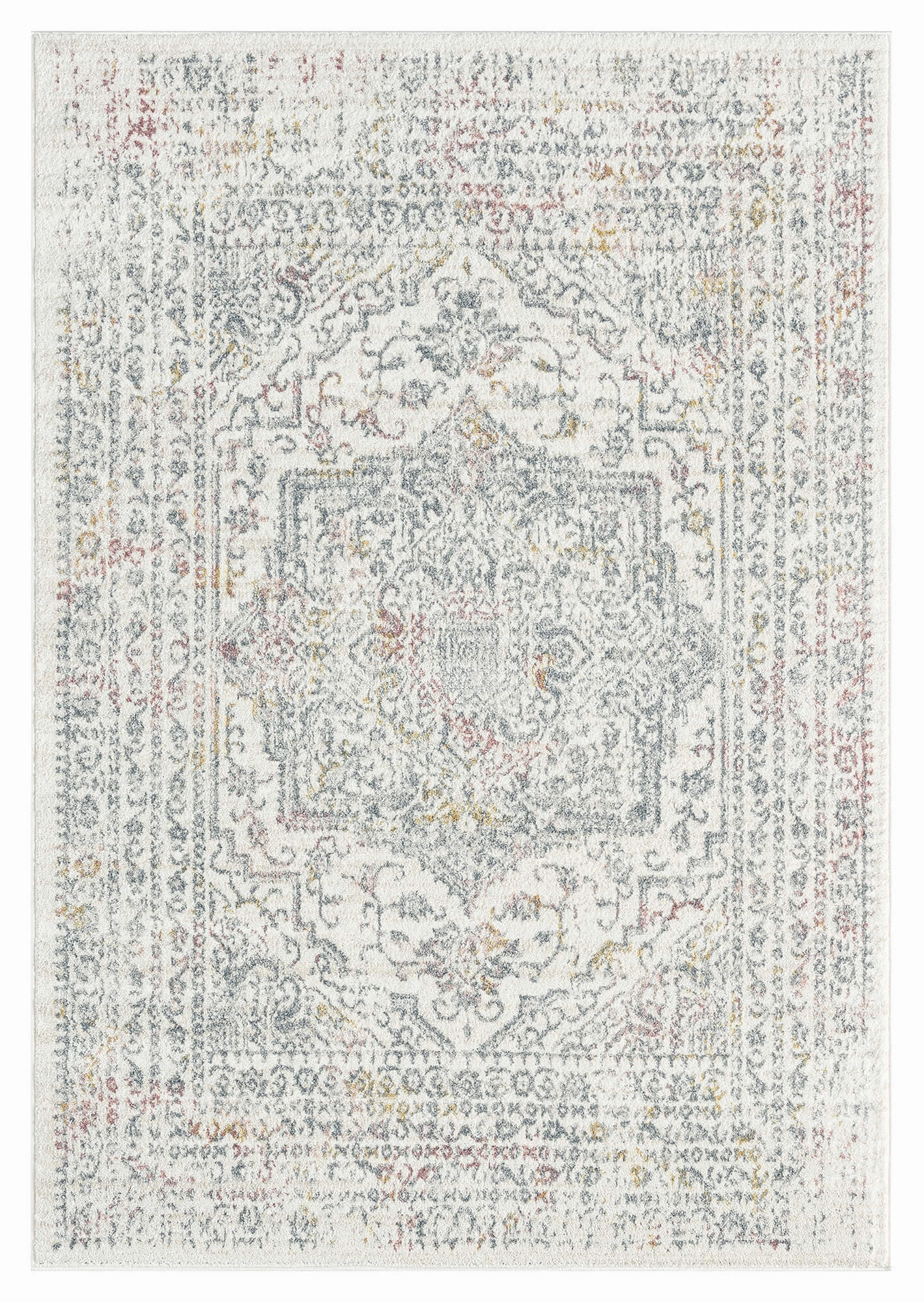 Nasya Pink Yellow and Grey Traditional Medallion Rug *NO RETURNS UNLESS FAULTYmodern color block patchwork rug