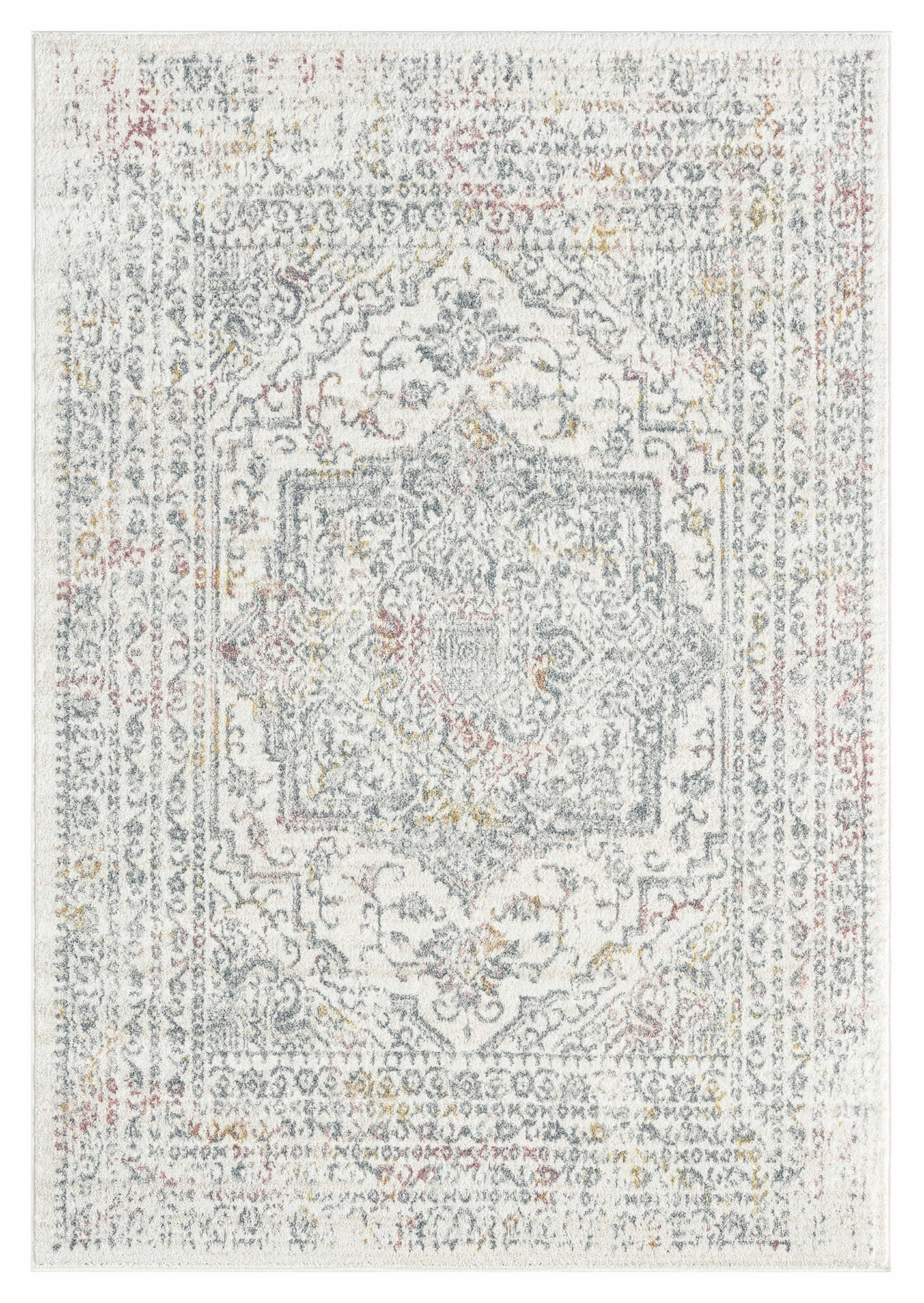 Nasya Pink Yellow and Grey Traditional Medallion Rug *NO RETURNS UNLESS FAULTYmodern color block patchwork rug