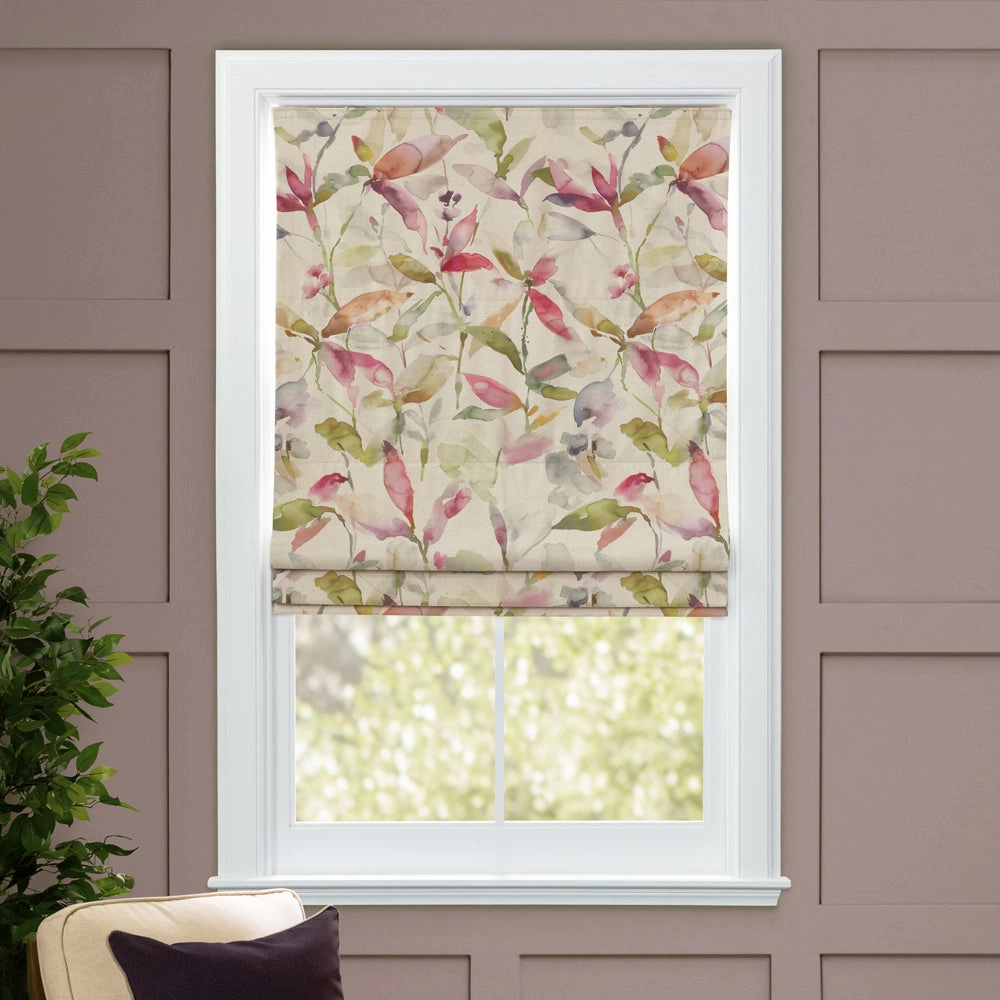Naura Printed Cotton Made to Measure Roman Blinds Poppy Natural