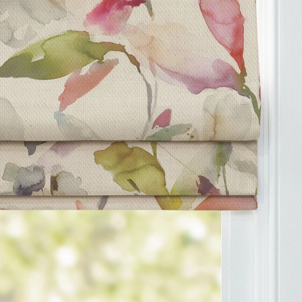 Naura Printed Cotton Made to Measure Roman Blinds Poppy Natural