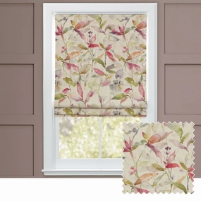 Naura Printed Cotton Made to Measure Roman Blinds Poppy Naturalbedding sets ,throw blankets 