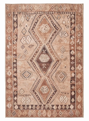 Necha Beige and Brown Tribal Washable Rugmodern color block patchwork rug