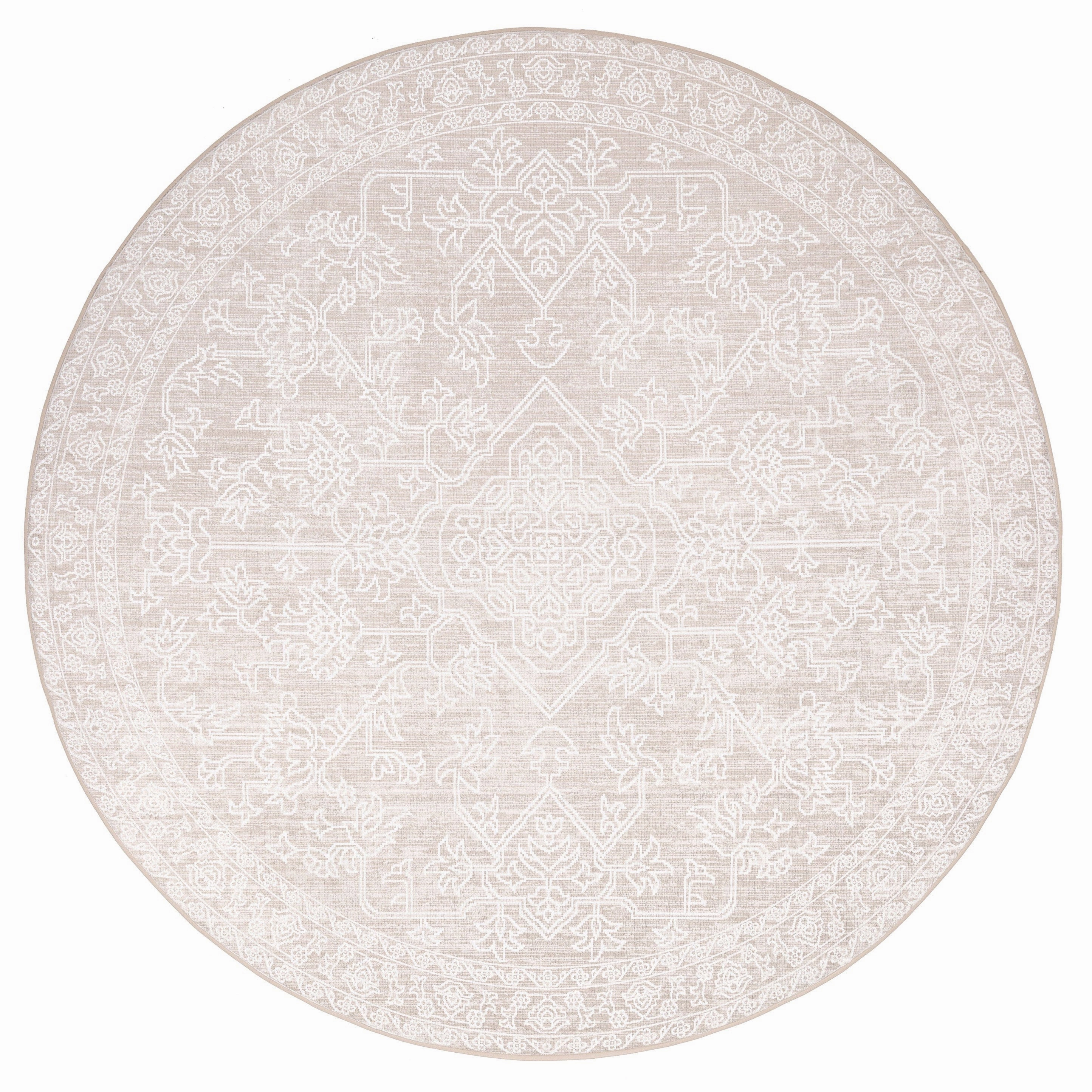 Neci Neutral Cream Plush Rollie Pollie Round Playmatmodern color block patchwork rug